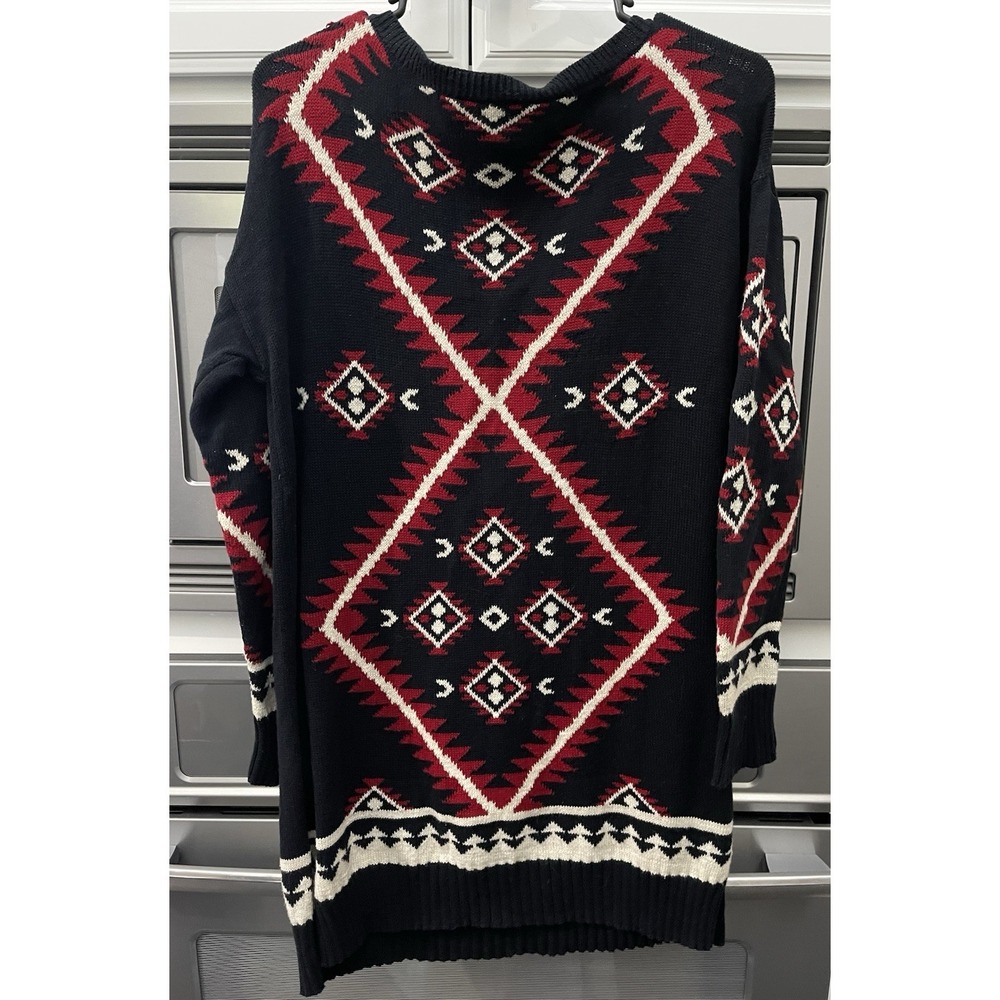 Lauren Ralph Lauren Petite Medium Long Tunic Sweater Southwest Aztec Geometric - Picture 2 of 16